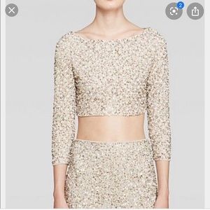 Alice + Olivia Mesh Embroidered Crop Top NYE🎉